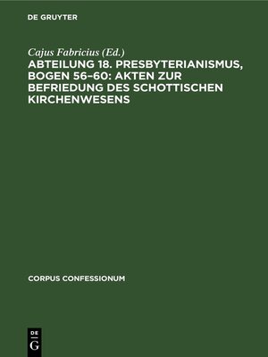 cover image of Abteilung 18. Presbyterianismus, Bogen 56–60